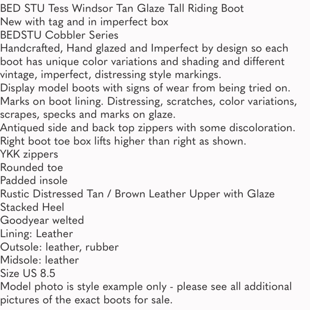 🔥NWT BED|STU Tess Windsor Tan Glaze Riding Boots Size 8.5 - Picture 2 of 13